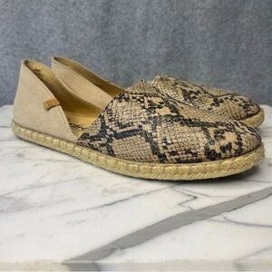 Mediterrarea Women’s Espadrille Flats Snake Print Leather Tan size 41 - 10